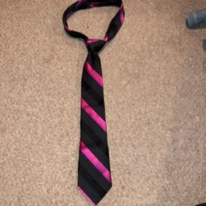 EXPRESS Standard Fit Magenta & Black Striped Tie